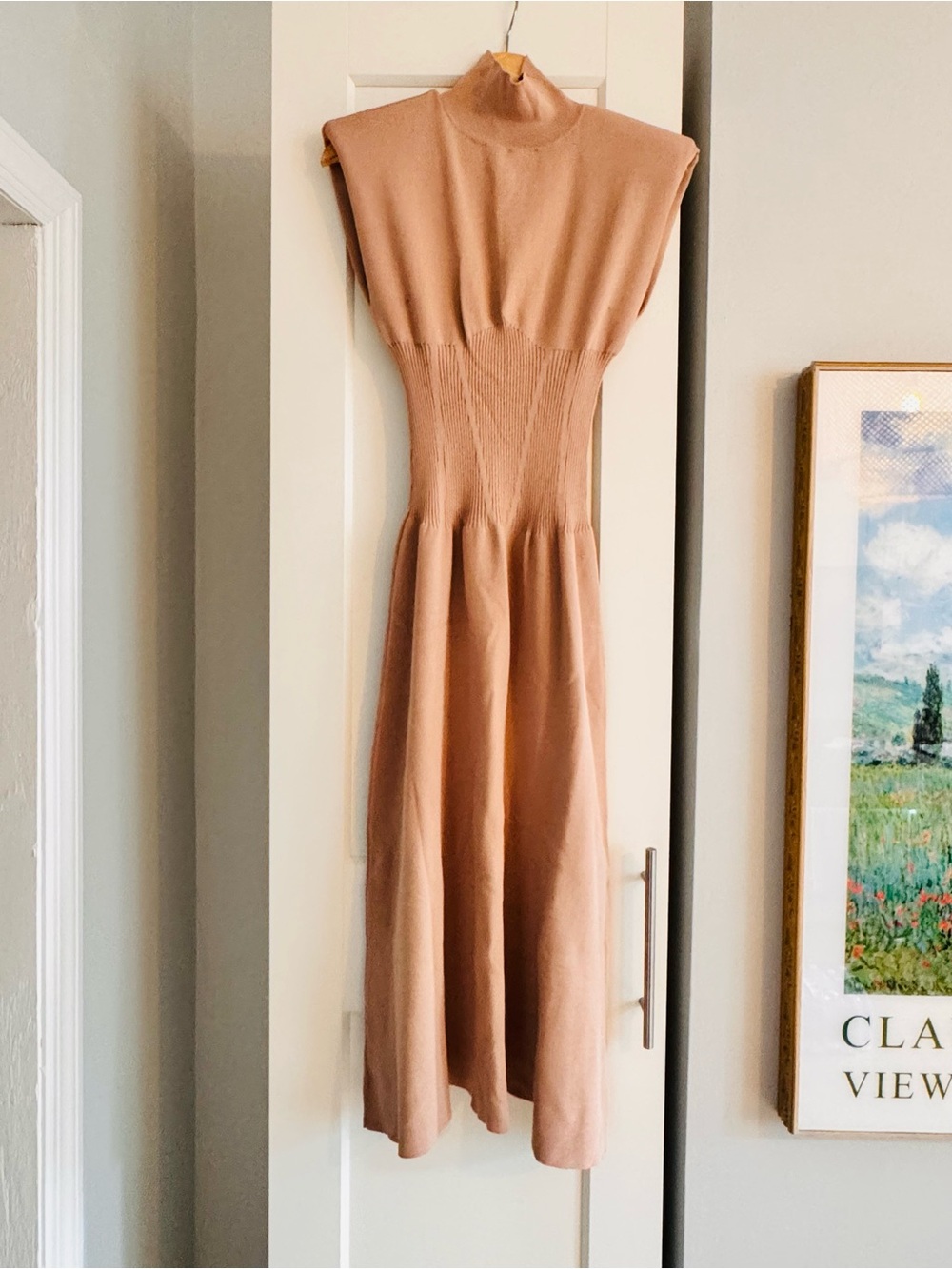 Zara Sleeveless Midi Dress in Warm Blush